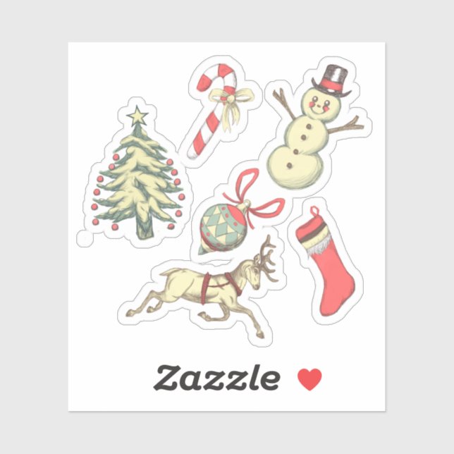 Sticker Noël vintage (Feuille)