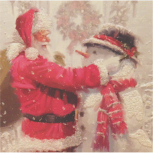 Sticker Noël vintage du Père Noël Snowman