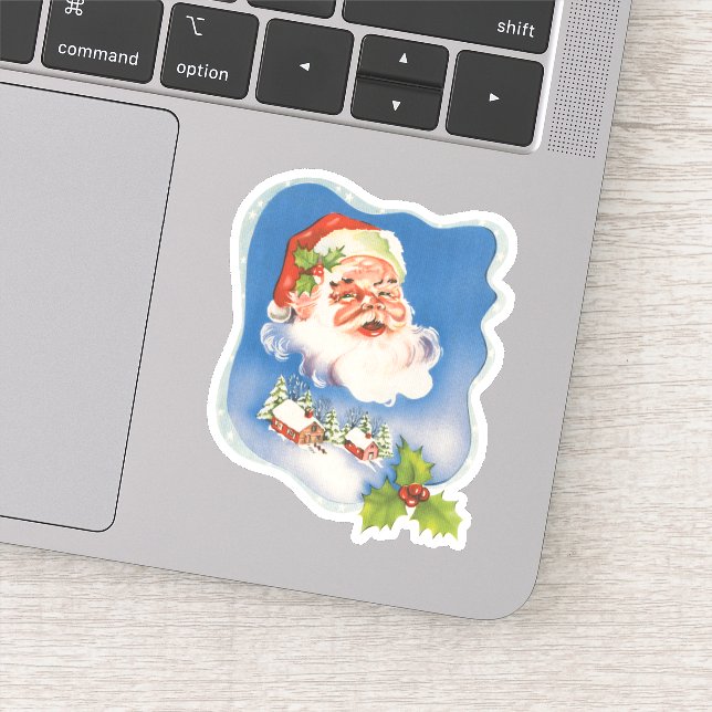 Sticker Noël Vintage, Retro Jolly Santa Claus (Détail)