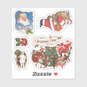Sticker Noël vintage, Variété de Père Noël