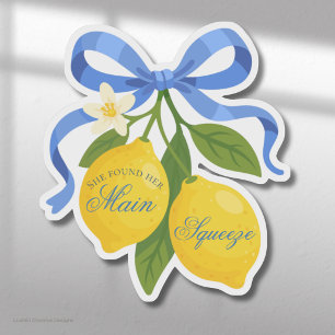 Sticker Noeud Ruban Bleu avec Fête de Mariage aux Citrons