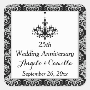 Sticker noir, argent Damask 25e anniversaire