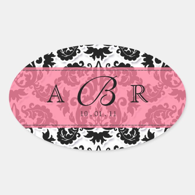 Sticker noir, blanc n Lime Fleur de Lis Damask (Devant)