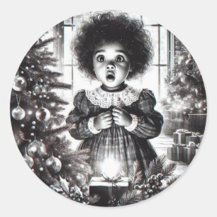 Sticker noir et blanc Awe de Noël