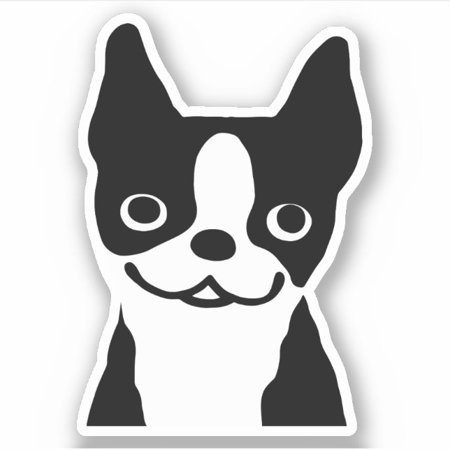Sticker Noir et blanc Boston Terrier Cartographie Chien Vi (Devant)