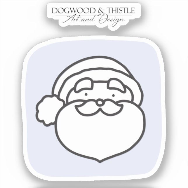 Sticker Noir et blanc sur Doodle violet Noël Père Noël (Recto)