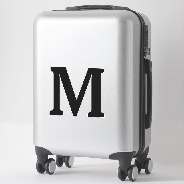 Sticker Noir Monogramme Initiales Nom Couleur personnalisé (Sur valise)