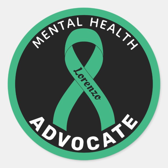 Sticker noir rond pour guerrier en santé mentale (Devant)