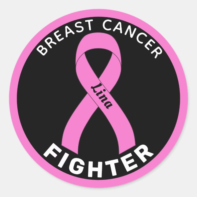 Sticker noir rond pour Lutte contre le cancer du s (Devant)