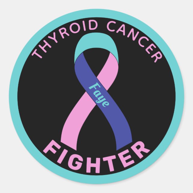 Sticker noir rond pour lutteur contre le cancer du (Devant)