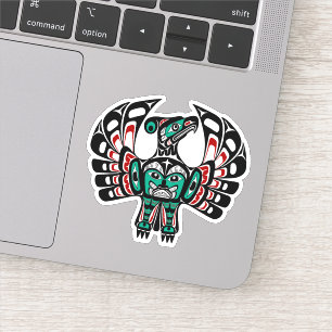 Sticker Noir rouge autochtone Kaigani Thunderbird