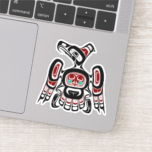 Sticker Noir rouge autochtone Kaigani Thunderbird