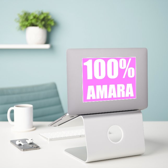 Sticker Nom 100 % Amara (Ordinateur portable sur le bureau)