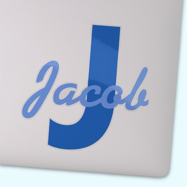 Sticker Nom bleu et monogramme (Créateur téléchargé)