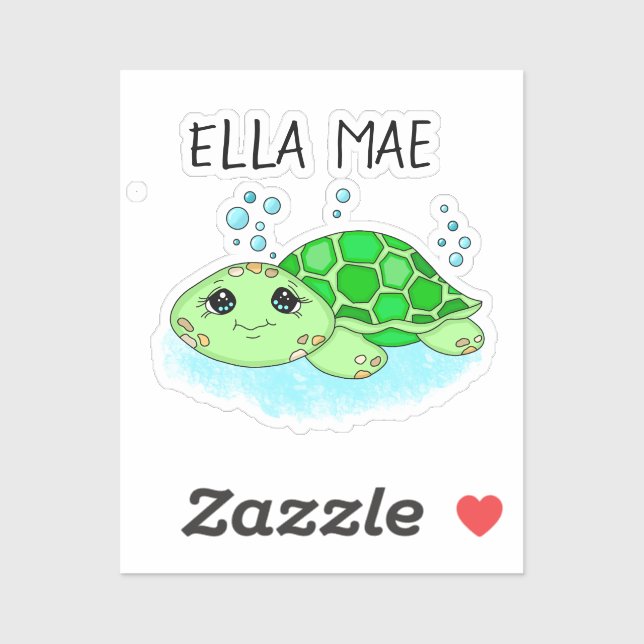 Sticker Nom de dessin personnalisé de la tortue mûre (Feuille)