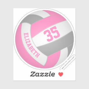 Sticker nom de fille numéro de maillot rose gris volley-ba