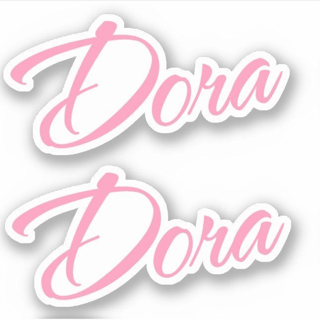 Sticker Nom de la Dora en rose x2 (Devant)