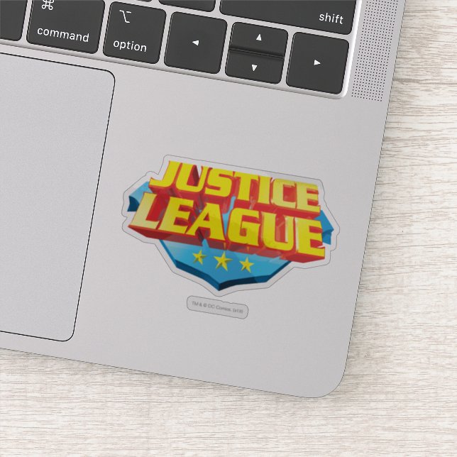Sticker Nom de la ligue de justice et logo du bouclier (Détail)
