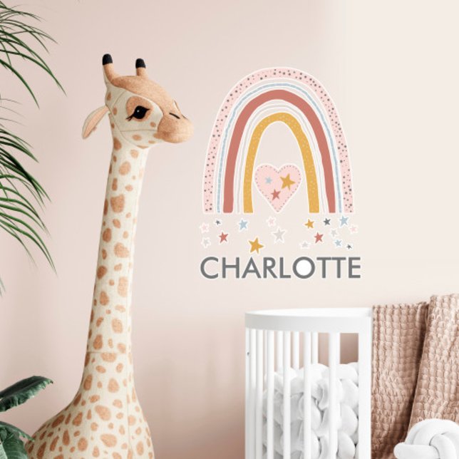 Sticker Nom de la vignette murale bleu rose arc-en-ciel (Créateur téléchargé)