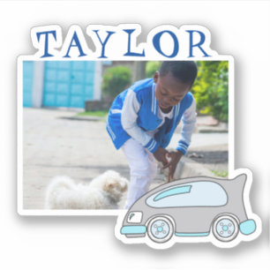 Sticker Nom de la voiture de course mignonne Photo Kids St