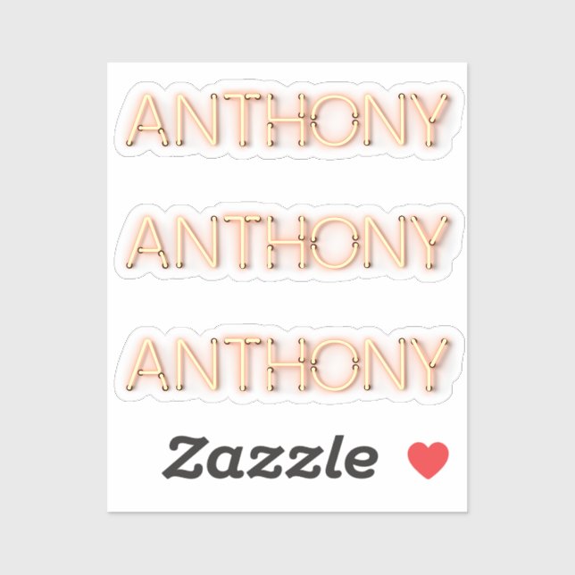 Sticker Nom de l'anthonie dans les néons brillants x3 (Feuille)