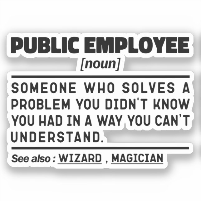 Sticker Nom de l'employé public Service civil Papa Humour (Recto)