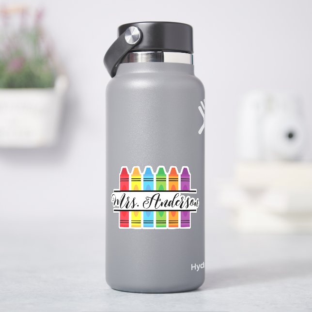 Sticker Nom de l'enseignant Monogramme avec Crayons (HydroFlask)