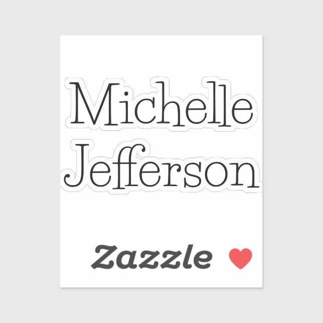 Sticker Nom de script noir et blanc tendance Chic (Feuille)