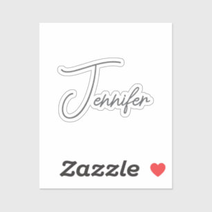 Sticker Nom de style manuscrit minimaliste moderne gris bl