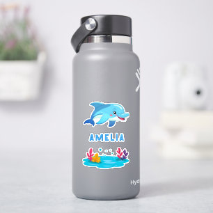 Sticker Nom des animaux de mer dauphins mignons