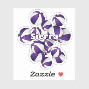 Sticker nom des enfants dans l'équipe violet blanc couleur