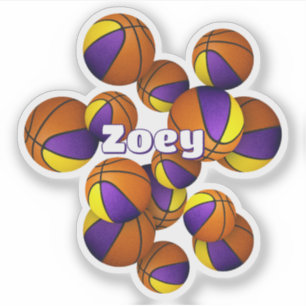 Sticker nom des enfants de l'équipe d'or violet couleurs b