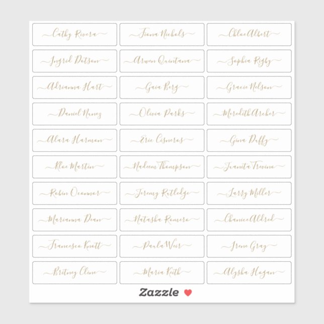 Sticker Nom d'invité transparent or simple moderne (Feuille)