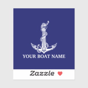 Sticker Nom du bateau de la corde d'Ancre nautique vintage