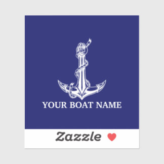 Sticker Nom du bateau de la corde d'Ancre nautique vintage
