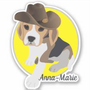STICKER NOM DU CASQUETTE DE LA COWBOY PHOTO BEAGLE CUTE FO