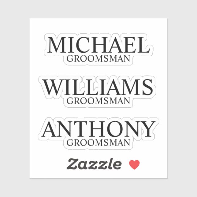 Sticker Nom du Groomsman Personnalisé moderne (Feuille)