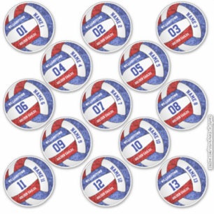 Sticker nom du joueur de volley-ball rouge girly