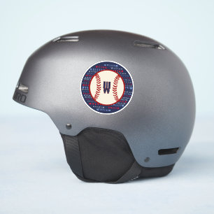 Sticker Nom du monogramme bleu de la marine Casque de base