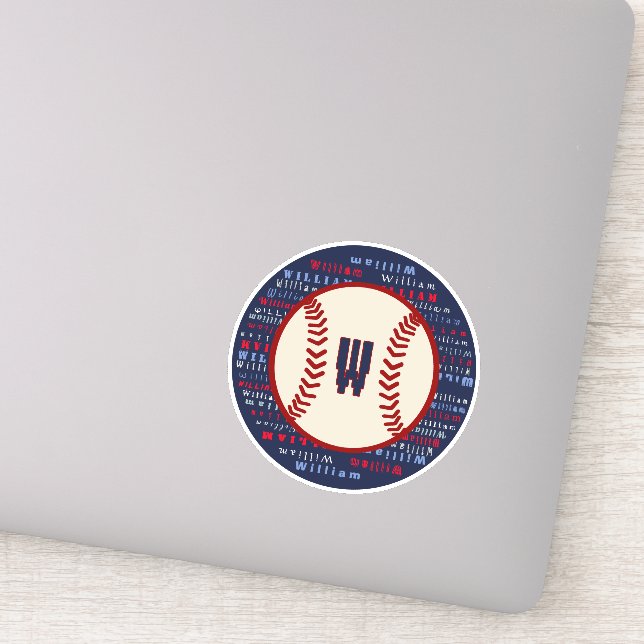 Sticker Nom du monogramme bleu de la marine Valise de lapi (Détail)