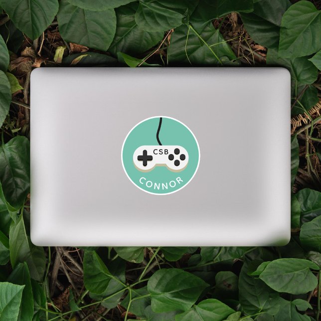 Sticker Nom du monogramme du contrôleur de jeu vidéo (Créateur téléchargé)