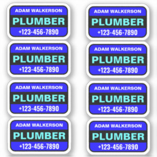 Sticker Nom du plombier et numéro de téléphone - Service p