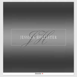 Sticker Nom élégant et Initiales monogrammes   Noir et gri