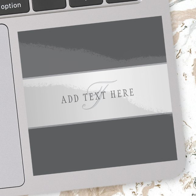 Sticker Nom élégant & Monogramme Lettrage (ou autre texte) (Créateur téléchargé)