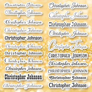 Sticker Nom élégant Signature Texte noir Script Kiss Cut