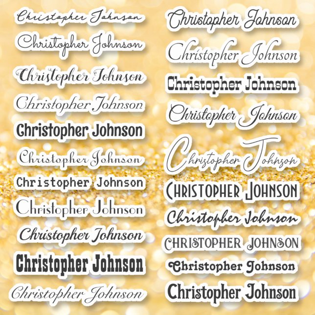 Sticker Nom élégant Signature Texte noir Script Kiss Cut (Stylish Name Signature Black Text Script Kiss Cut Sticker)