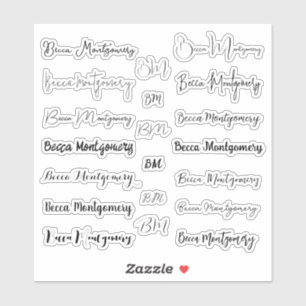 Sticker Nom et initiales du script élégant