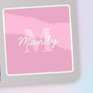 Sticker Nom et monogramme curieux à l'air mignon   Rose