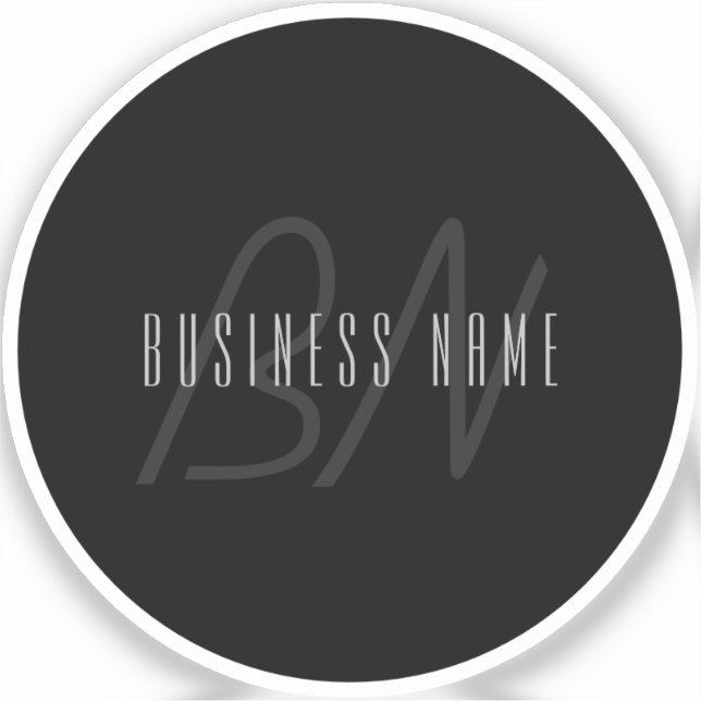 Sticker Nom et monogramme élégants modernes | Gris foncé e (Recto)