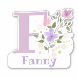 Sticker Nom Fanny & Initial avec design floral